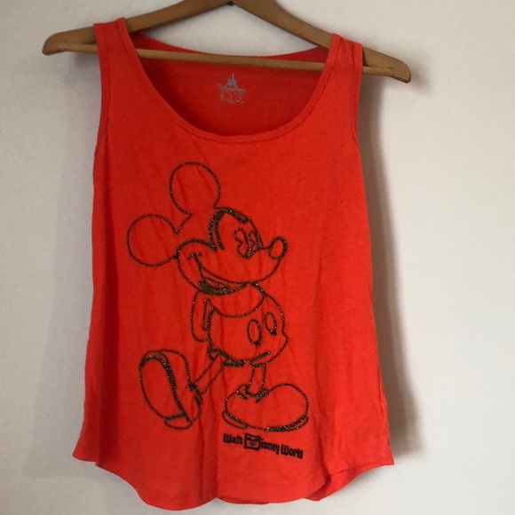 Disney Parks Tank Top Orange SZ XS Mickey Mouse Unique Embroidery and String - Picture 2 of 7
